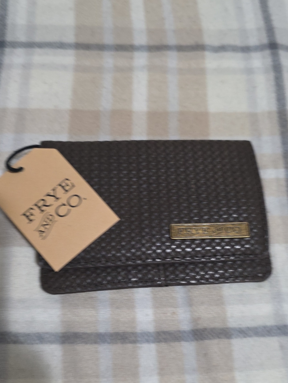 FRYE Brown Woven Leather Wallet